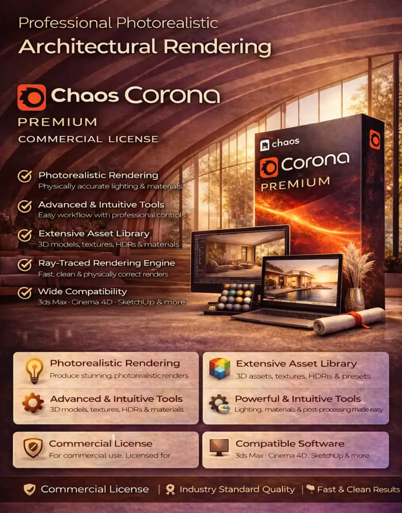 Chaos Corona Premium - Renderer for architectural visualization | Commercial License | 1 Year