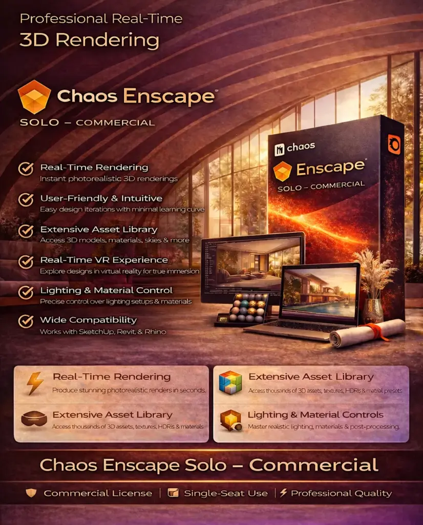Chaos Enscape Solo (Commercial) - Real-Time Rendering and Virtual Reality | 1 Year