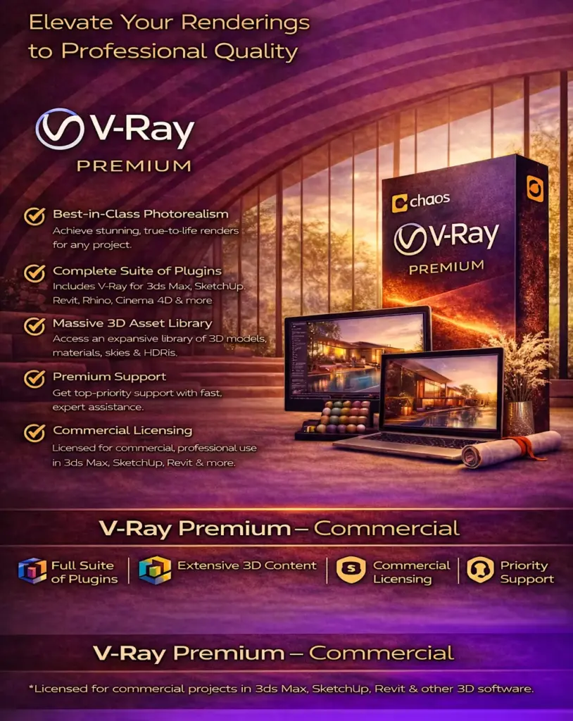V-Ray Premium – Commercial | 1 Year Subscription for PC/Mac Renderer Genuine