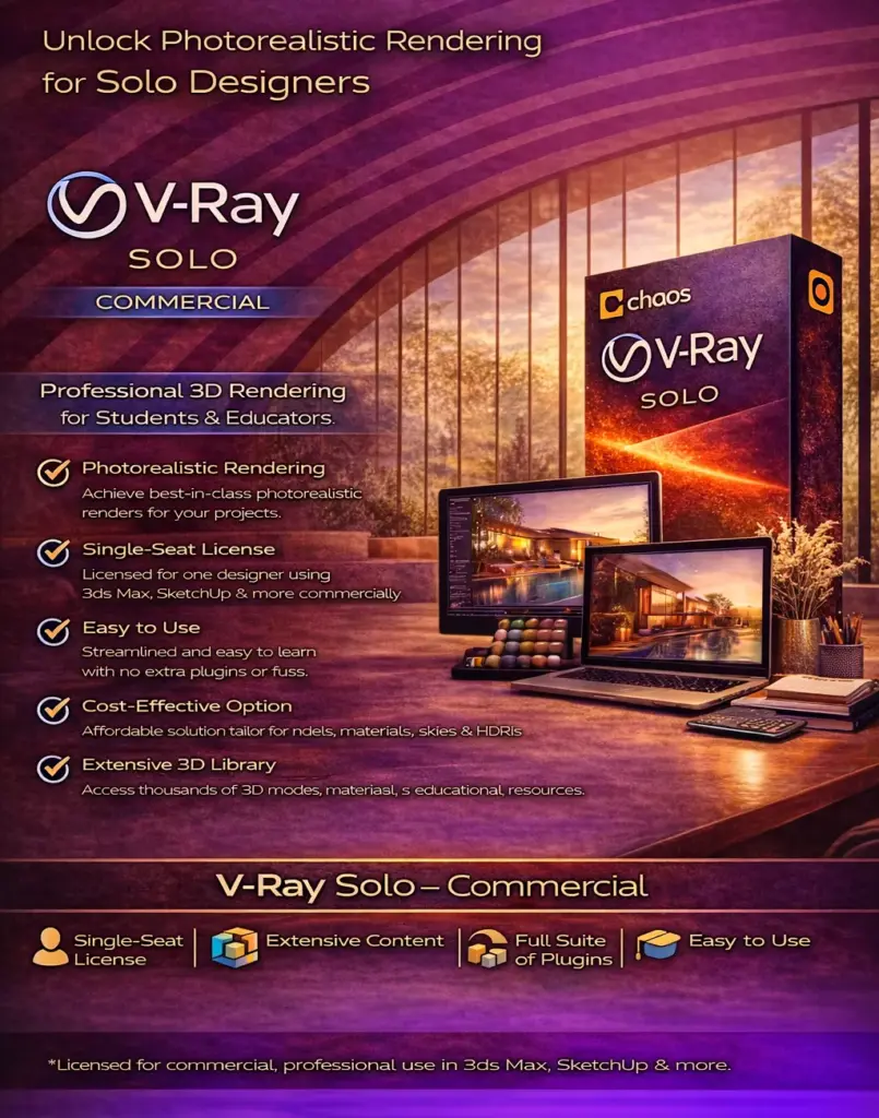 V-Ray Solo - Commercial | 1 Year Subscription for PC/Mac Renderer Genuine