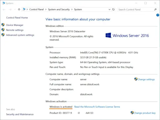 Windows Server 2016 Datacenter