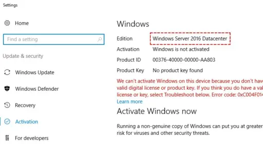 Windows Server 2016 Datacenter