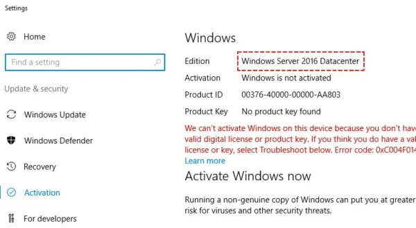 Windows Server 2016 Datacenter