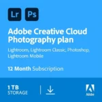 Adobe Photography Plan 1TB Storage : Photoshop & Lightroom | 1 Year Redeem Code | PC/Mac