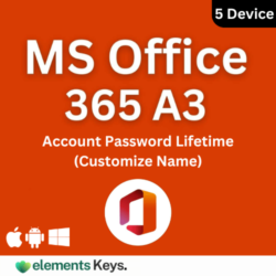 Office 365 A3 5 Device Account+Password - Lifetime (Customize Name)