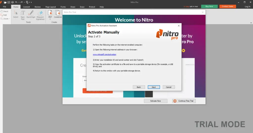 Nitro PDF Pro 14/13 Activation Step