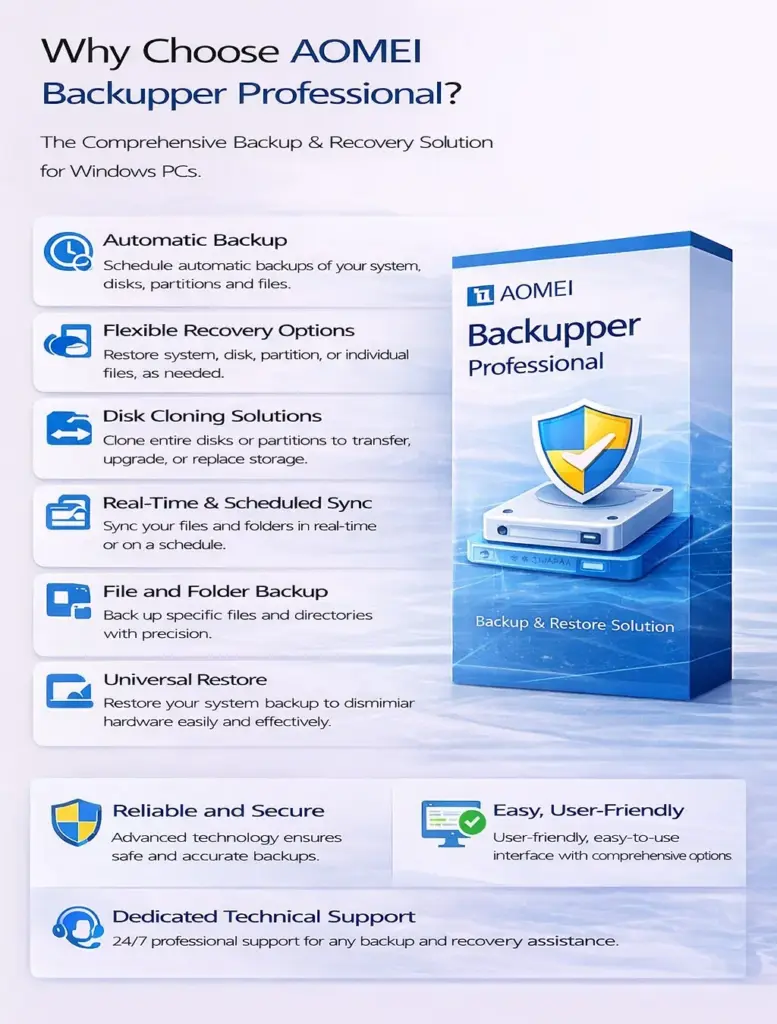 AOMEI Backupper Professional (Lifetime Upgrades / 2 PCs)