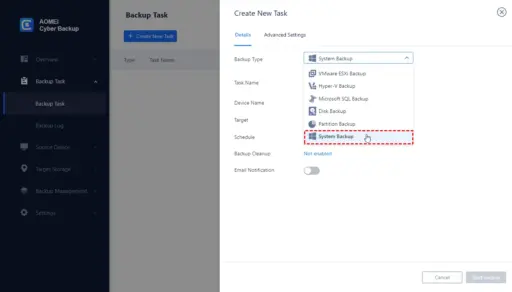 AOMEI Cyber Backup Windows PCs (1-Year / Unlimited Windows PCs) - Image 3