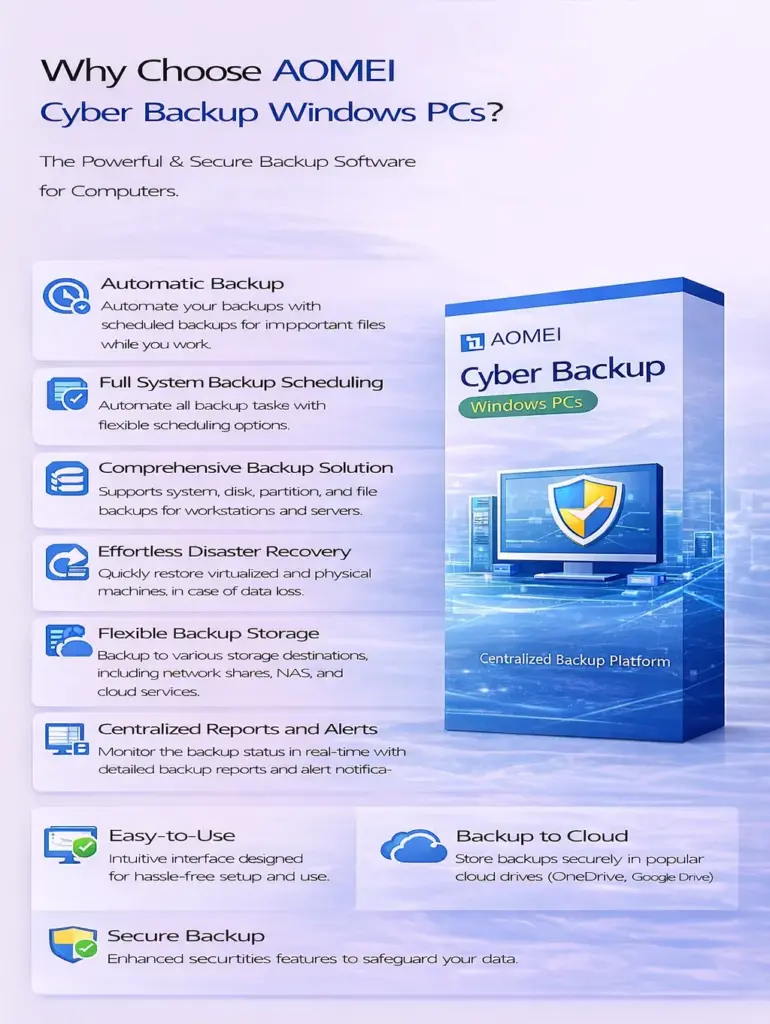 AOMEI Cyber Backup Windows PCs (1-Year / 5 Windows PCs) 1 AOMEI Cyber Backup Windows PCs (1-Year / 5 Windows PCs)