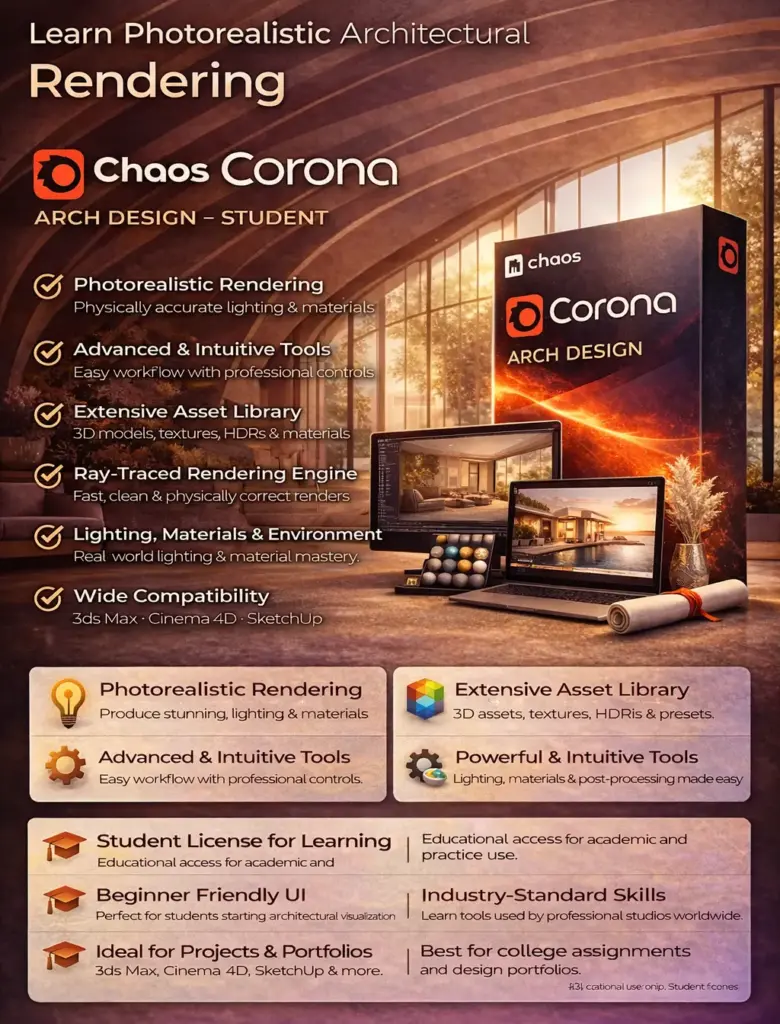 Chaos Corona Arch Desgin Student - 1 Year Subscription