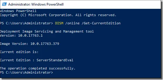 Convert Windows Server Evaluation to the retail edition