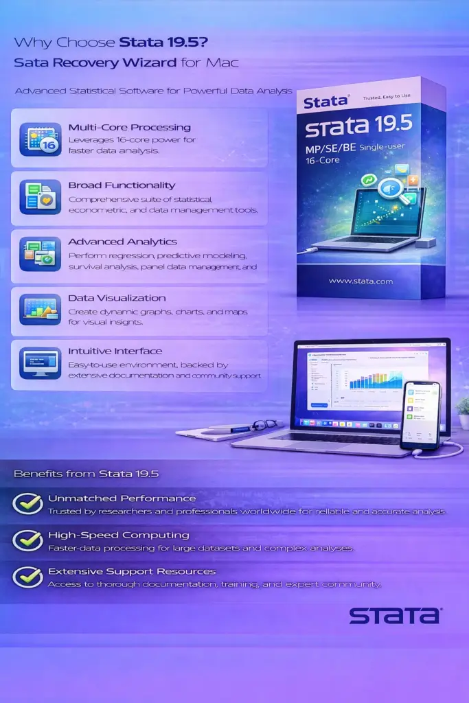 Stata 19.5 MP/SE/BE Single-user 16-core Perpetual / Lifetime Key 1 Stata 19.5 MP/SE/BE Single-user 16-core Perpetual / Lifetime Key