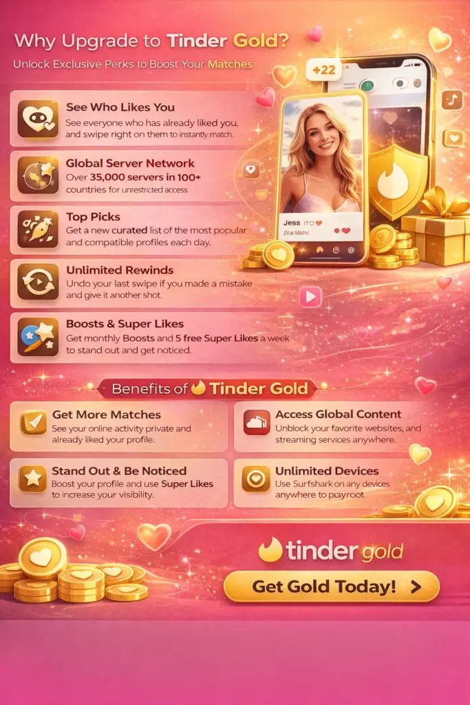 Tinder Gold 1-Month Subscription (Global Access)