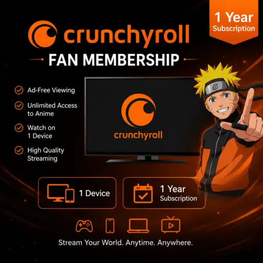 Crunchyroll Fan Membership | 1 Device | 1 Year Subscription
