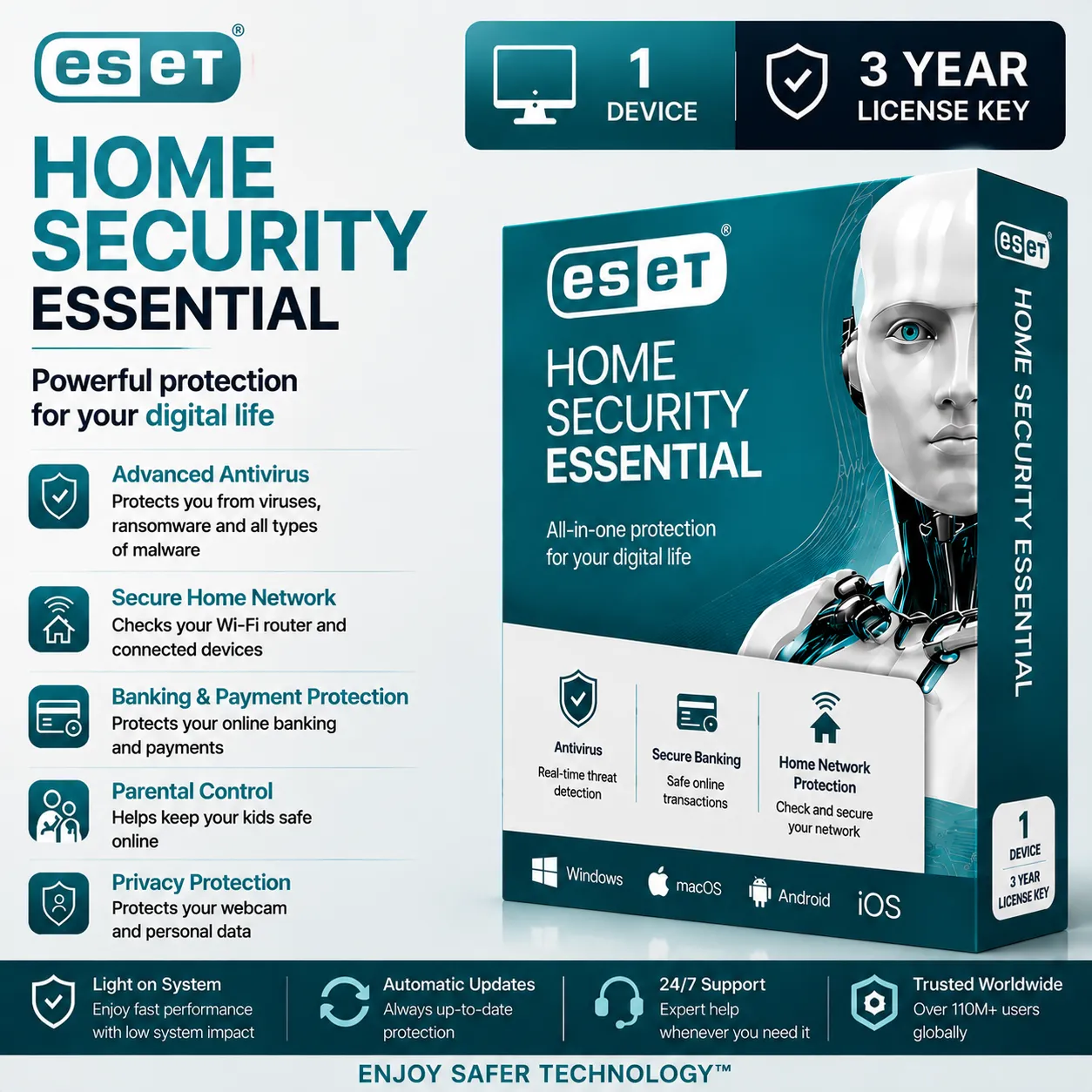 ESET Home Security Essential - 1 Device - 3 Year License Key ESET Home Security Essential | 1 Device | 3 Year License Key