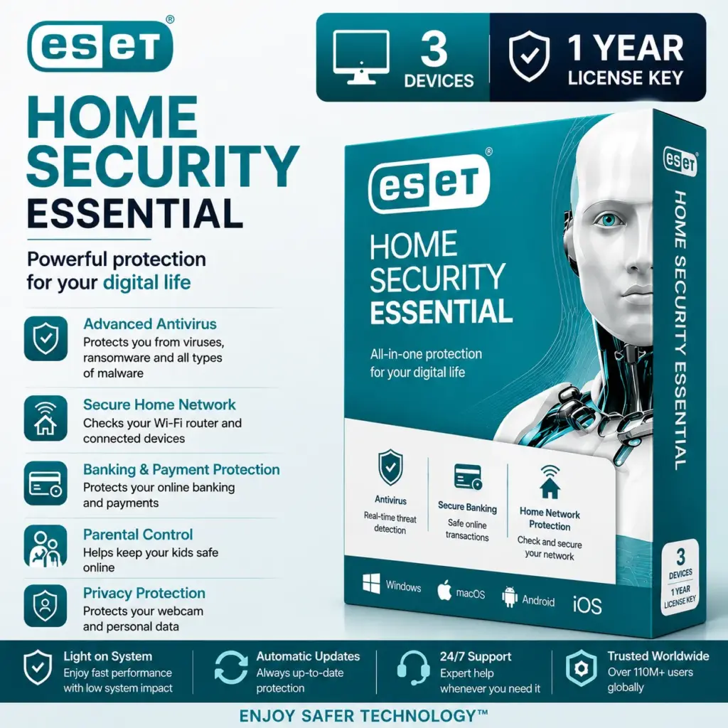 ESET Home Security Essential | 3 Device | 1 Year License Key