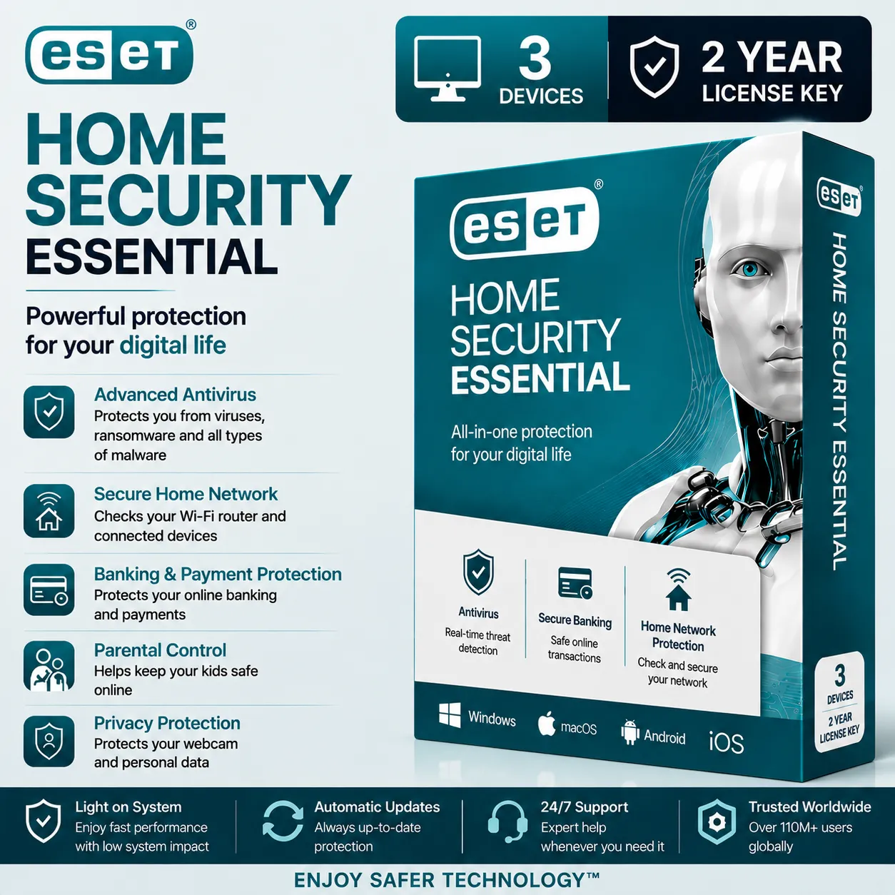 ESET Home Security Essential - 3 Device - 2 Year License Key ESET Home Security Essential | 3 Device | 2 Year License Key