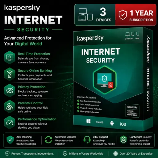 Kaspersky Internet Security | 3 Device | 1 Year Subscription