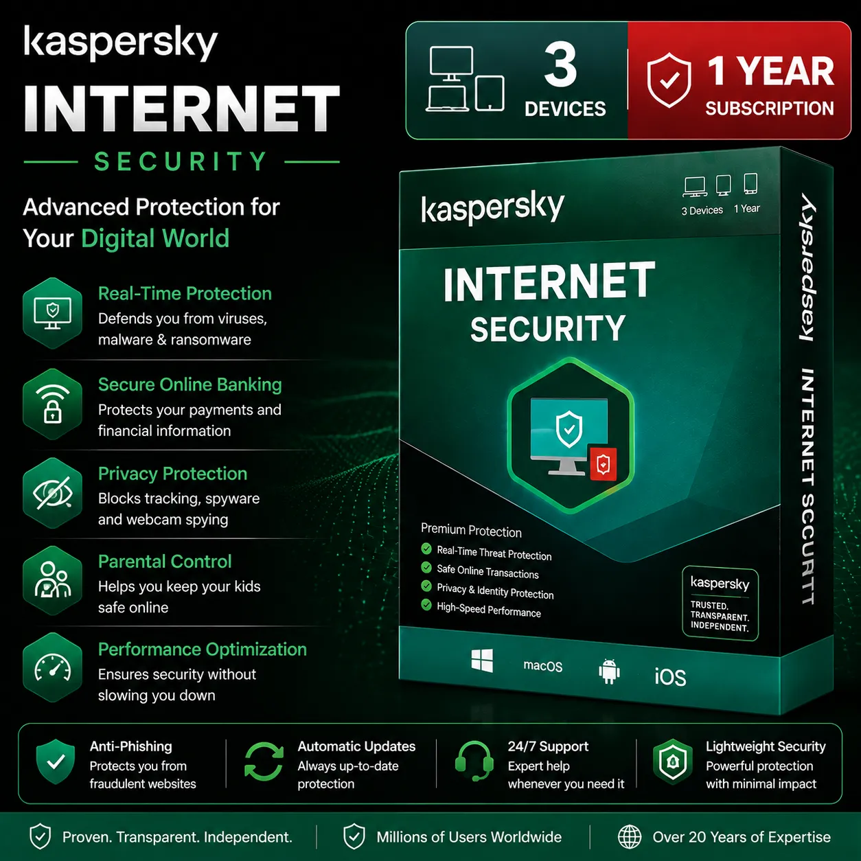 Kaspersky Internet Security - 3 Device - 1 Year Subscription Kaspersky Internet Security | 3 Device | 1 Year Subscription
