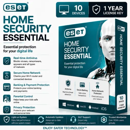 ESET Home Security Essential | 10 Device | 1 Year License Key