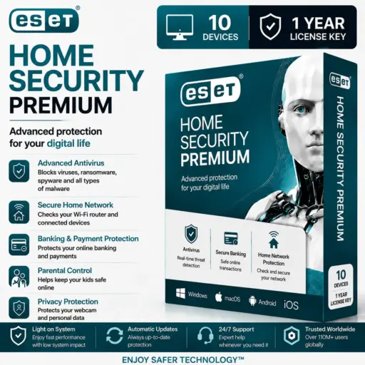 ESET Home Security Premium | 10 Device | 1 Year License Key