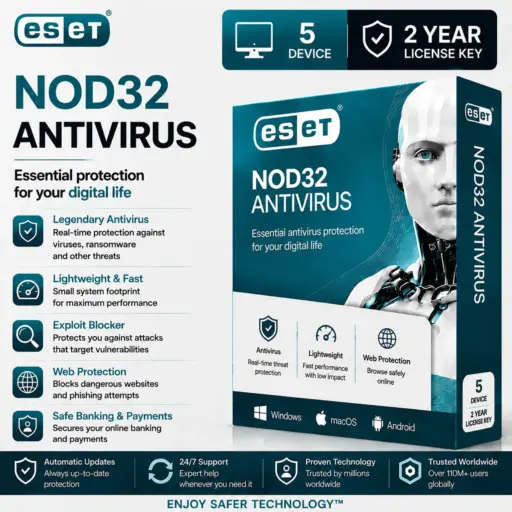 ESET NOD32 Antivirus | 5 Device | 2 Year License Key