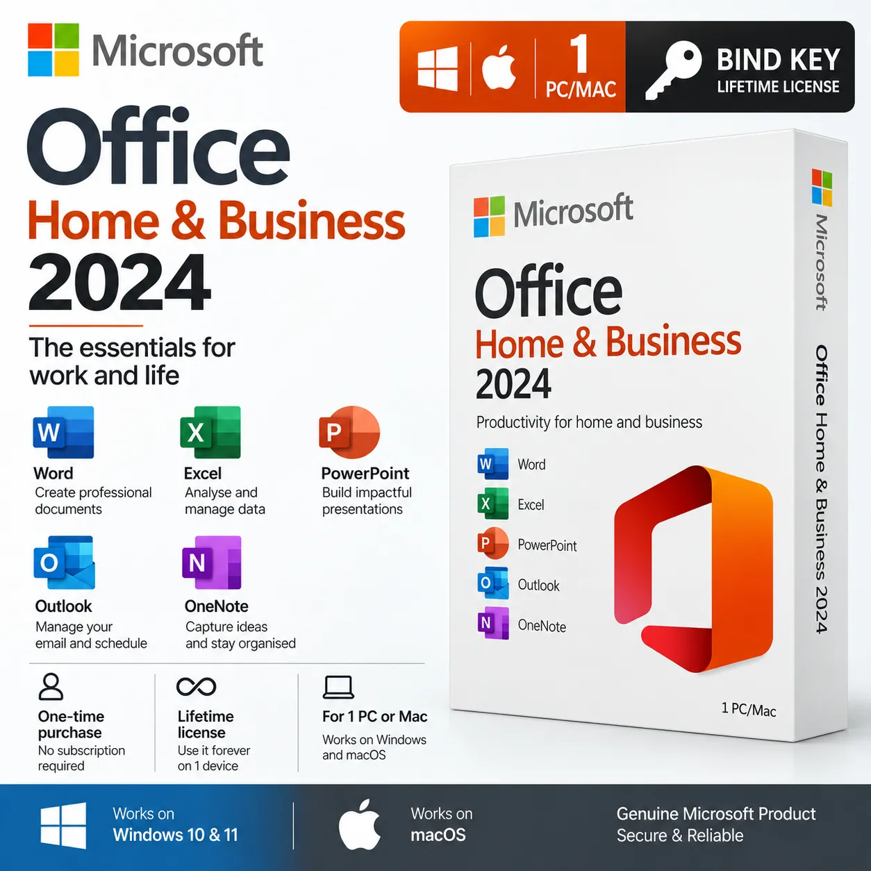 Microsoft Office Home & Business 2024 Bind Key – 1 PC-Mac Microsoft Office Home & Business 2024 Bind Key – 1 PC/Mac